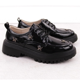 Richelieus en cuir pour femmes avec rivets, noir Artiker 55C1011 le noir 2