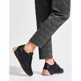 Sergio Leone Chaussures de sport femme en cuir noir le noir 2