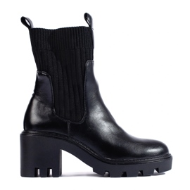 Bottines à enfiler noires Potocki à talon large le noir 1