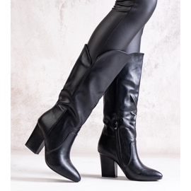 Bottes noires à talons hauts en cuir écologique Amare 2