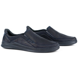 Antex Chaussures masculines Slip-On en cuir Slip-on 216gt Navy Blue bleu 2