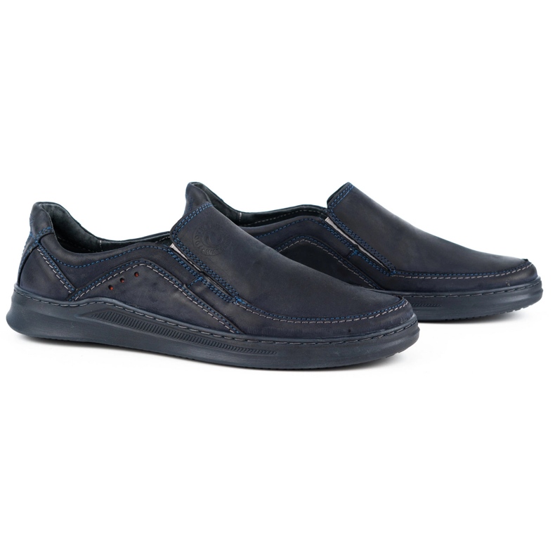 Antex Chaussures masculines Slip-On en cuir Slip-on 216gt Navy Blue bleu 2