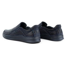 Antex Chaussures masculines Slip-On en cuir Slip-on 216gt Navy Blue bleu 4