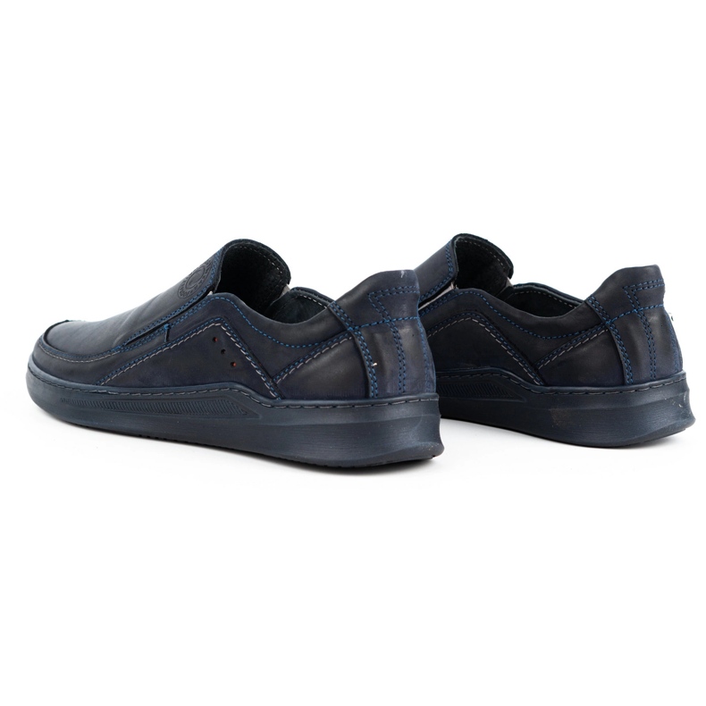 Antex Chaussures masculines Slip-On en cuir Slip-on 216gt Navy Blue bleu 4