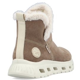 Bottines femme en cuir imperméable, bottes de neige beiges Rieker M6050-64 1