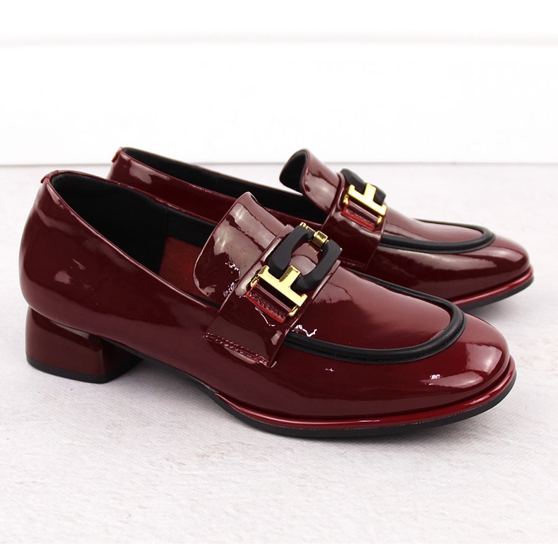 Lords shoes en cuir pour femme, bordeaux, Artiker 55C0103 rouge 2