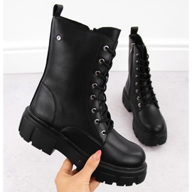Bottes de travail pour femme en cuir noir Filippo DBT4759 le noir 1