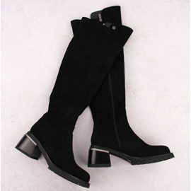 Bottines femme en daim noir S.Barski JC42-81 le noir 1