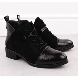 M. DASZYŃSKI Bottines noires isolées en daim pour femmes M.Daszyński MR2458-7 2