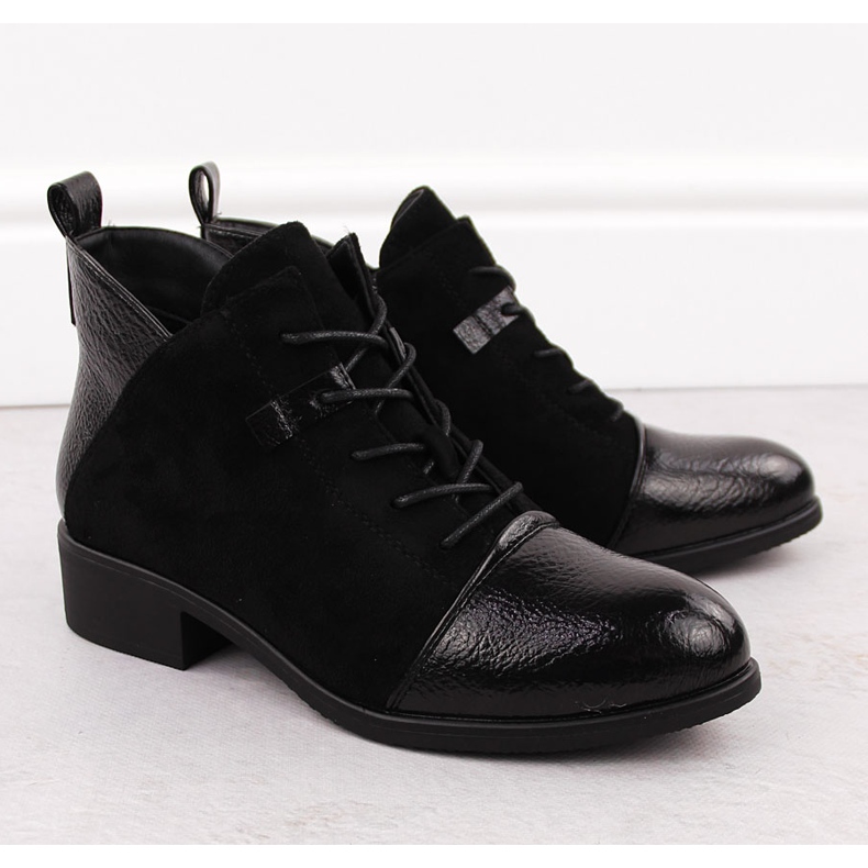 M. DASZYŃSKI Bottines noires isolées en daim pour femmes M.Daszyński MR2458-7 2