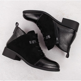 M. DASZYŃSKI Bottines noires isolées en daim pour femmes M.Daszyński MR2458-7 le noir 3