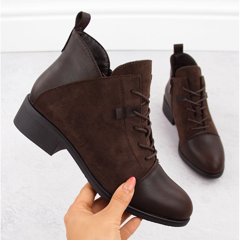 M. DASZYŃSKI Bottines isolées en daim marron pour femmes M.Daszyński MR2458-7 brun 1