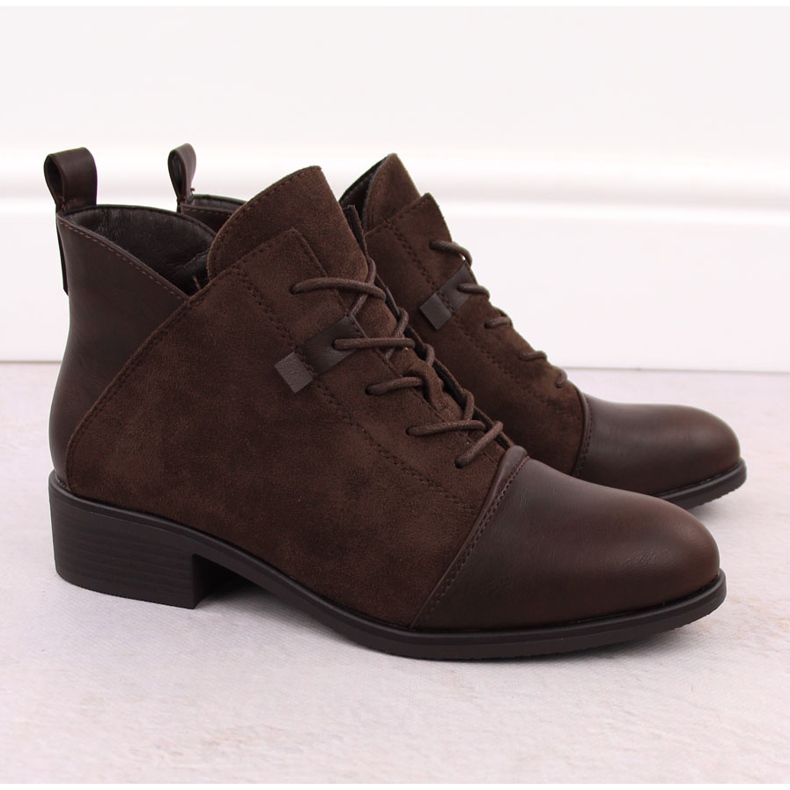 M. DASZYŃSKI Bottines isolées en daim marron pour femmes M.Daszyński MR2458-7 brun 2