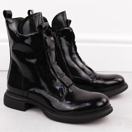 Bottines en cuir verni pour femmes, noires, Vinceza 66678 2