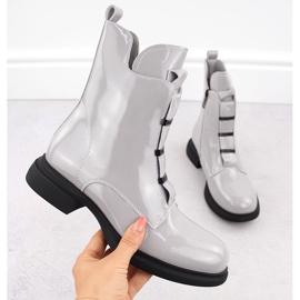 Bottines femme en cuir verni, gris Vinceza 66678 1 Bottines femme en cuir verni, gris Vinceza 66678 1