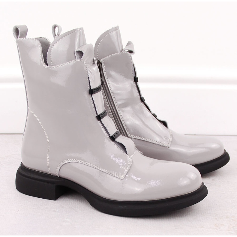 Bottines femme en cuir verni, gris Vinceza 66678 2 Bottines femme en cuir verni, gris Vinceza 66678 2