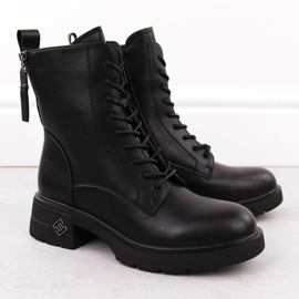 Bottes de travail en cuir pour femmes, noires, Vinceza 66683 2