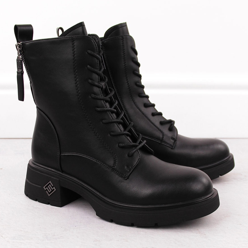 Bottes de travail en cuir pour femmes, noires, Vinceza 66683 2