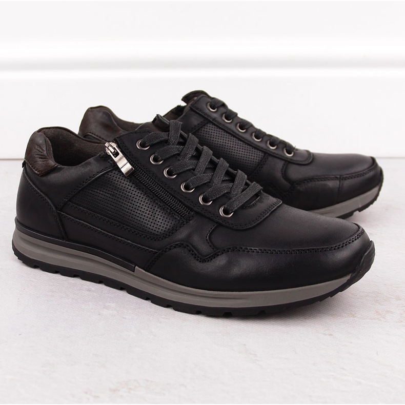 Chaussures décontractées en cuir pour hommes, noires, T.Sokolski J24-72 1