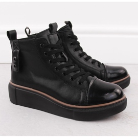 Bottines noires isolées en cuir pour femme T.Sokolski Z24-218 le noir 2 Bottines noires isolées en cuir pour femme T.Sokolski Z24-218 le noir 2