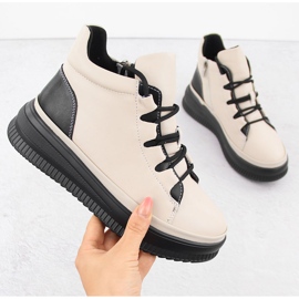 Bottes en cuir isolées pour femmes, beige, Artiker 55C1051 1