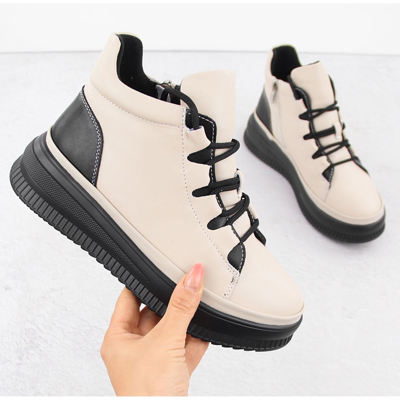 Bottes en cuir isolées pour femmes, beige, Artiker 55C1051 1