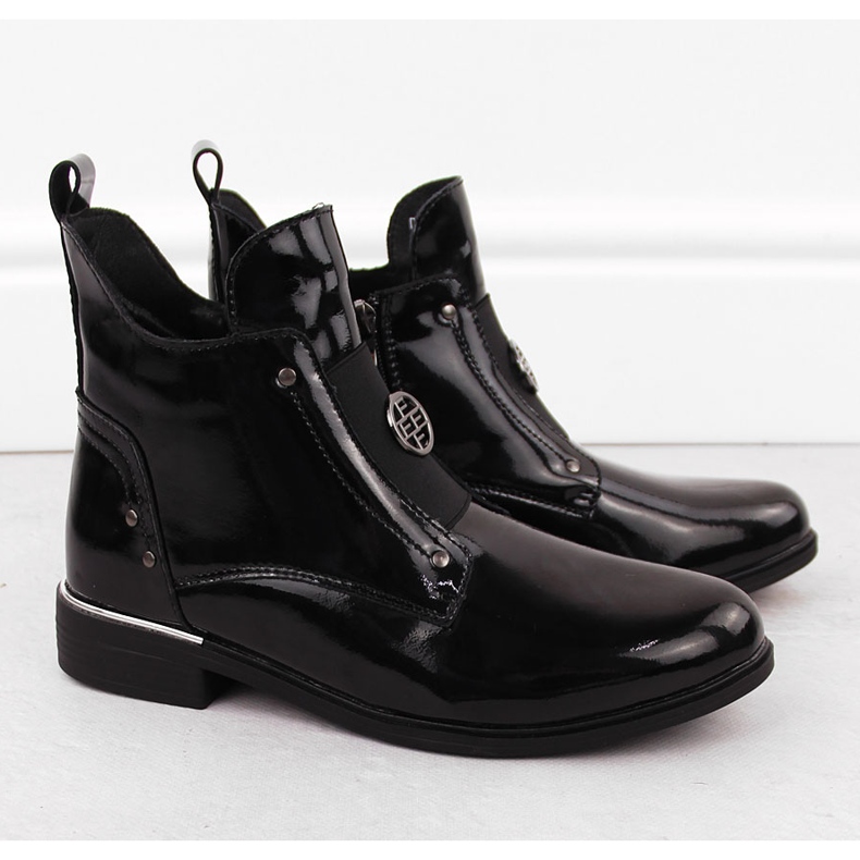 Bottines femme en cuir verni noir Filippo DBT4750 le noir 2