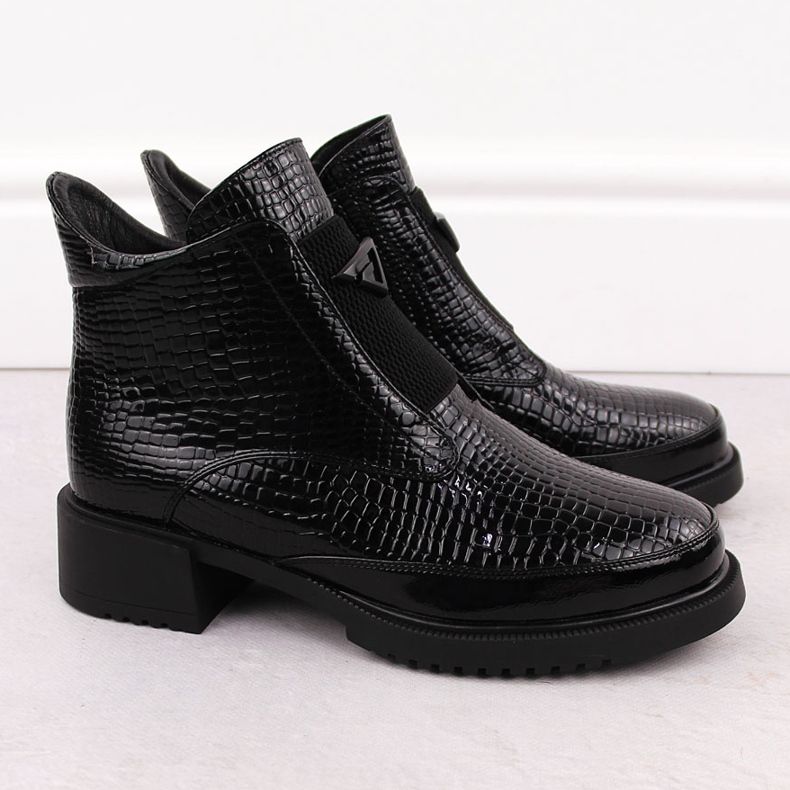 Bottines en cuir verni pour femme, noir, Filippo DBT6663 2