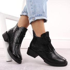 Bottines femme en crocodile verni, noir et vert, Filippo DBT6663 5