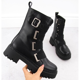 Bottes de travail en cuir pour femme, noires Big Star OO274A256 1