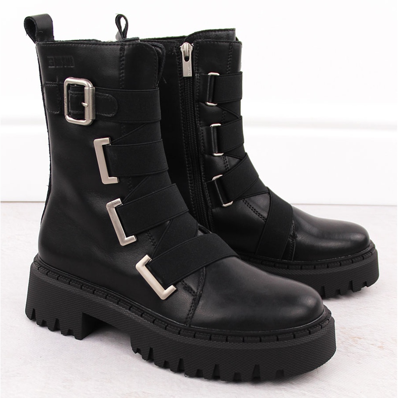 Bottes de travail en cuir pour femme, noires Big Star OO274A256 le noir 2