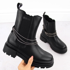 Bottines Chelsea en cuir pour femmes noires Big Star 1