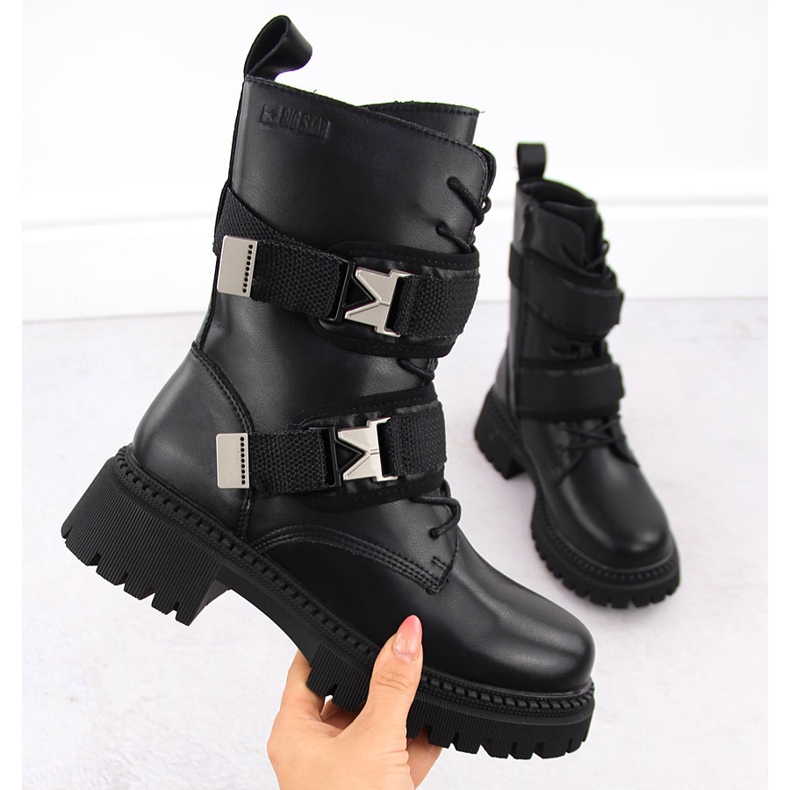 Baggies femme en cuir avec boucles, noir Big Star OO274A274 le noir 1