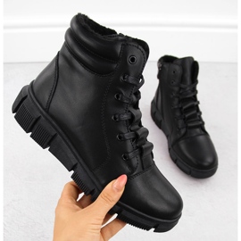 Bottes en cuir à plateforme pour femmes, noires, T.Sokolski Z24-335 le noir 1