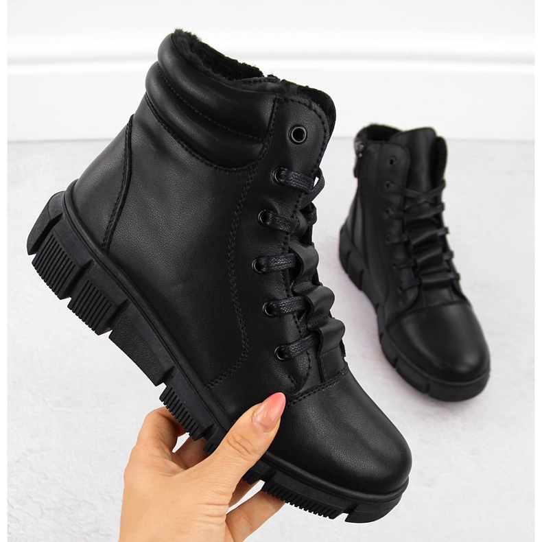 Bottes en cuir à plateforme pour femmes, noires, T.Sokolski Z24-335 le noir 1