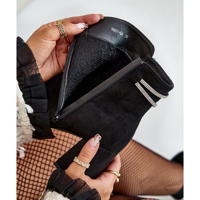 Bottines isolées pour femmes à talon haut, Eco Daim, noir Saivia le noir 2