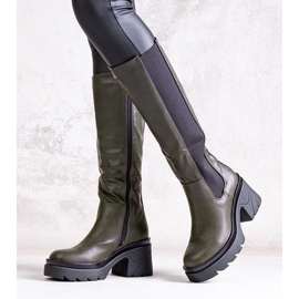Bottes vertes à talon plus épais par Charla 1