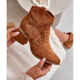 Santiags Ajourées Sur Talon Haut Fermé Par Une Fermeture Éclair Camel Vosilara brun 3