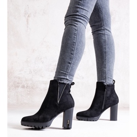 Bottines à talons hauts noires Hayet avec zircons cubiques le noir 1