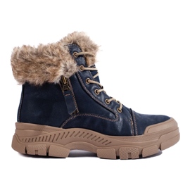 Chaussures de randonnée femme bleues avec fourrure 2