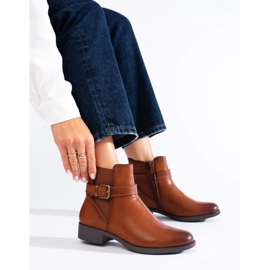 Bottines femme camel avec insert en caoutchouc Shelovet brun 2