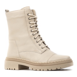 WASAK Bottines femme cuir haute dentelle hiver 0640 écru beige 1