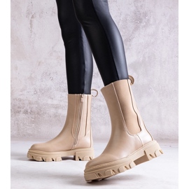 Bottines hautes beiges en cuir écologique Manera 2 Bottines hautes beiges en cuir écologique Manera 2