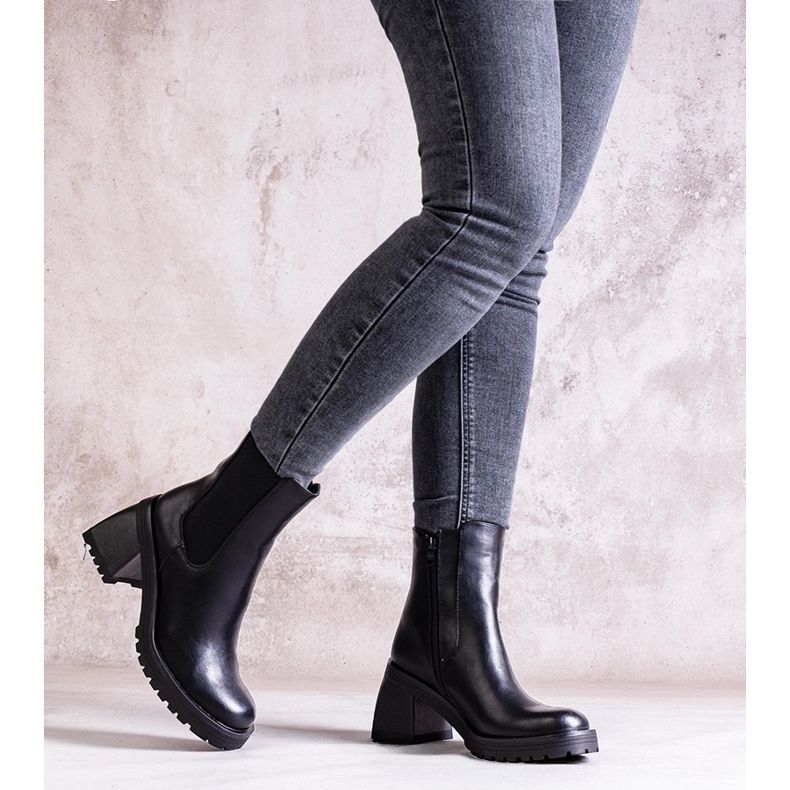 Bottines noires pour femmes en éco-cuir Ariane le noir 1