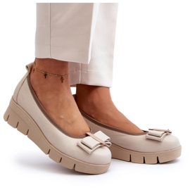 Lewski Shoes Ballerines en cuir sur plateforme avec décoration, Crème Lewski 3384 beige 4