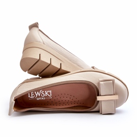 Lewski Shoes Ballerines en cuir sur plateforme avec décoration, Crème Lewski 3384 beige 3