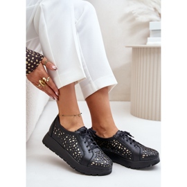 Zazoo 2973 Chaussures Plateformes en Cuir à Motif Ajouré, Noir le noir 7