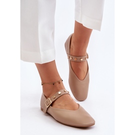Ballerines En Cuir Écologique Avec Ceinture Beige Alcionora 2 Ballerines En Cuir Écologique Avec Ceinture Beige Alcionora 2