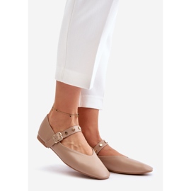 Ballerines En Cuir Écologique Avec Ceinture Beige Alcionora 1 Ballerines En Cuir Écologique Avec Ceinture Beige Alcionora 1