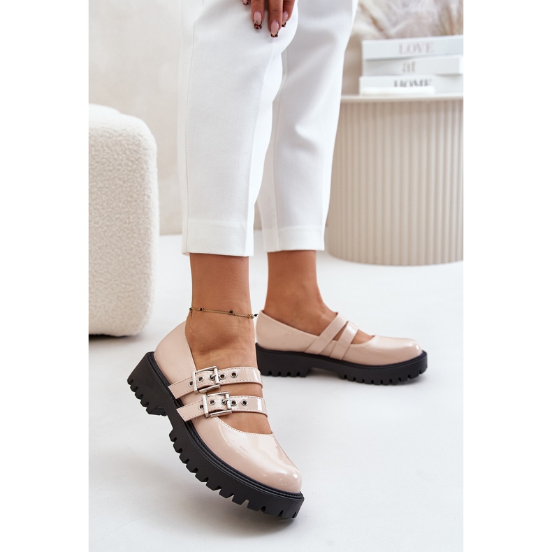 Chaussures Pour Femmes À Brides Vernies Beiges Terione 2